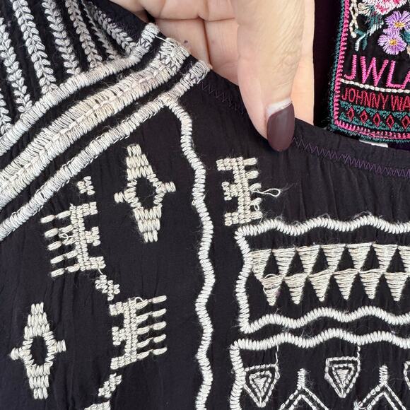 Johnny Was Dark Purple Embroidered 3/4 Sleeve Tunic Boho Cupra Cotton Size Small - Picture 6 of 16
